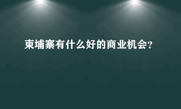 柬埔寨有什么好的商业机会？