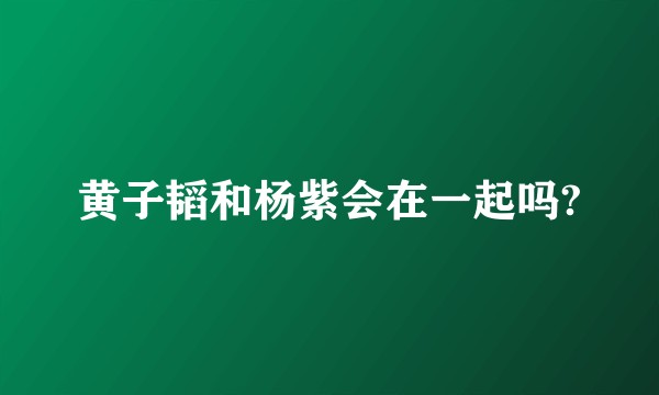 黄子韬和杨紫会在一起吗?