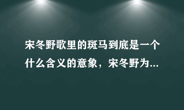 宋冬野歌里的斑马到底是一个什么含义的意象，宋冬野为什么特别喜欢用这个意象？