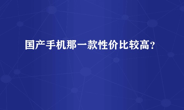 国产手机那一款性价比较高？