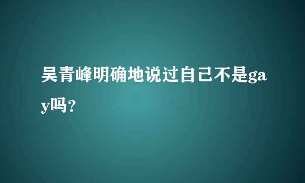 吴青峰明确地说过自己不是gay吗？