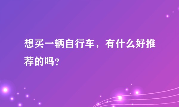 想买一辆自行车，有什么好推荐的吗？