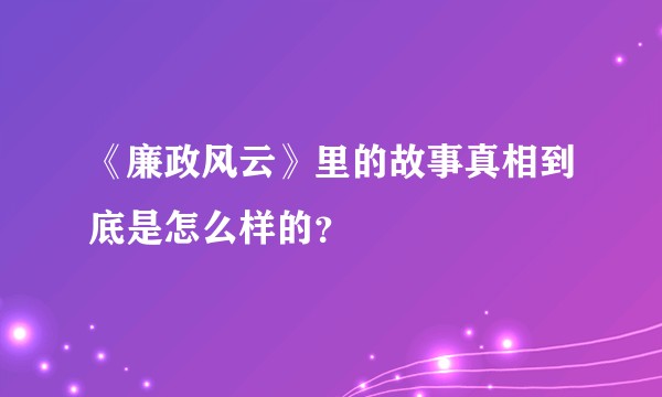 《廉政风云》里的故事真相到底是怎么样的?