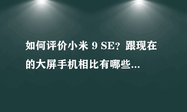 如何评价小米 9 SE？跟现在的大屏手机相比有哪些优势和劣势？