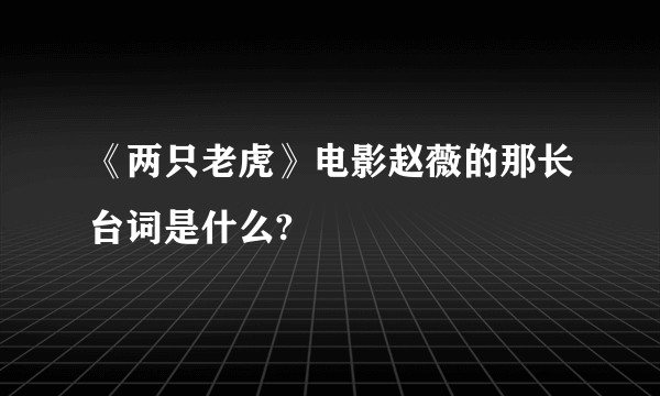 《两只老虎》电影赵薇的那长台词是什么?