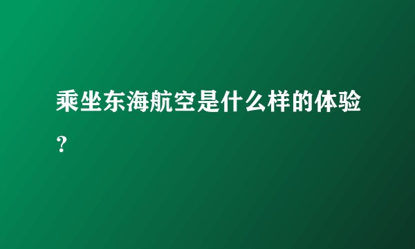 乘坐东海航空是什么样的体验？