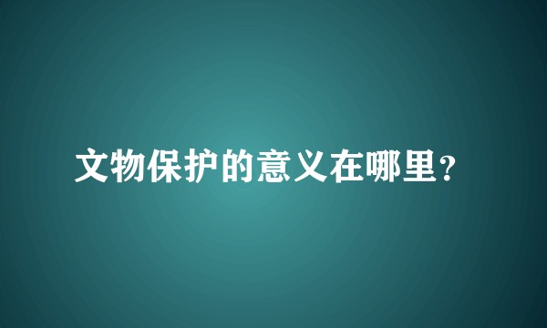 文物保护的意义在哪里？
