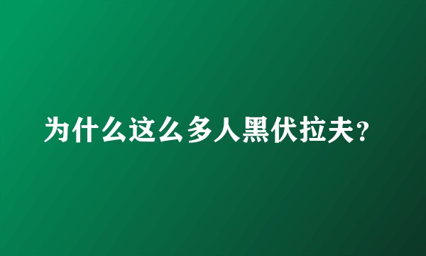 为什么这么多人黑伏拉夫？