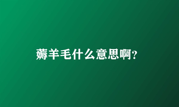 薅羊毛什么意思啊？