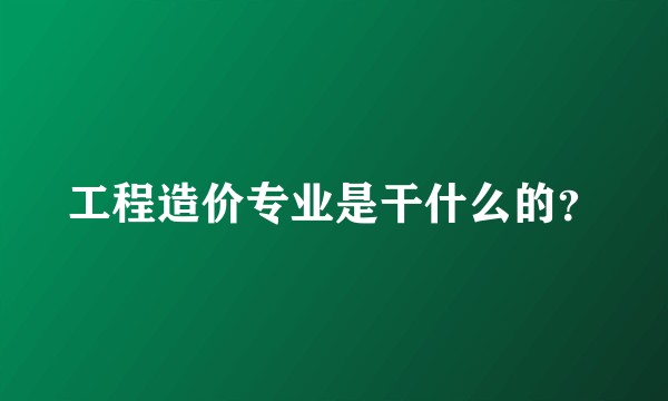 工程造价专业是干什么的？