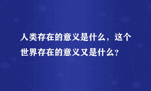 人类存在的意义是什么，这个世界存在的意义又是什么？