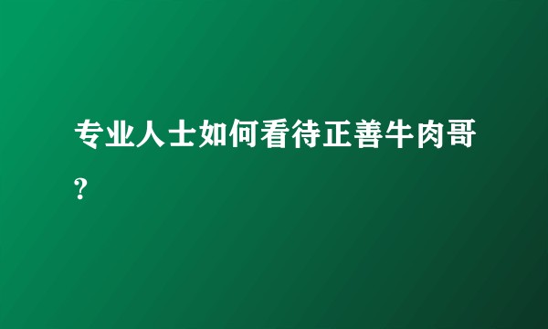 专业人士如何看待正善牛肉哥?