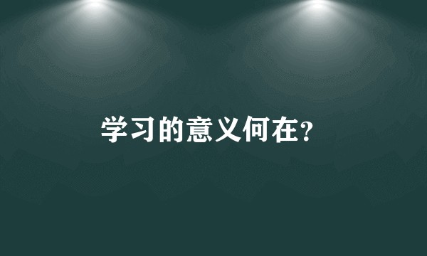 学习的意义何在？