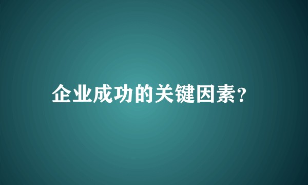 企业成功的关键因素？