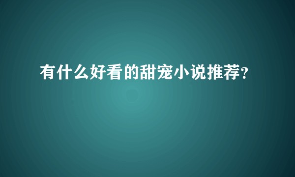 有什么好看的甜宠小说推荐？