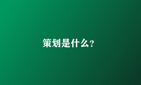 策划是什么？