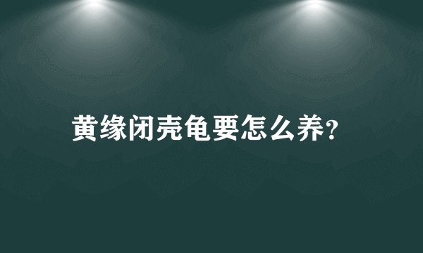 黄缘闭壳龟要怎么养？