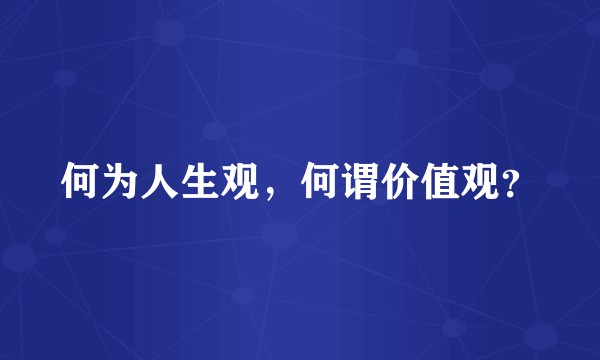 何为人生观，何谓价值观？