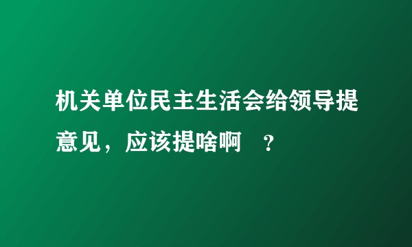机关单位民主生活会给领导提意见，应该提啥啊   ？