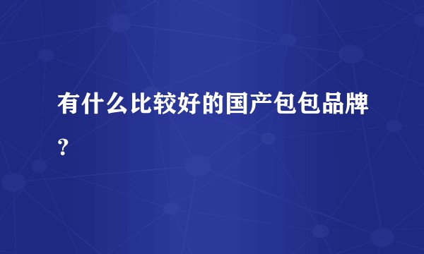 有什么比较好的国产包包品牌？