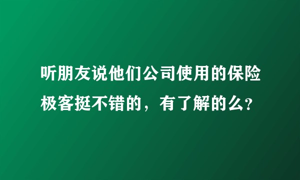 听朋友说他们公司使用的保险极客挺不错的，有了解的么？