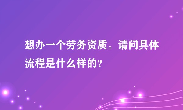 想办一个劳务资质。请问具体流程是什么样的？