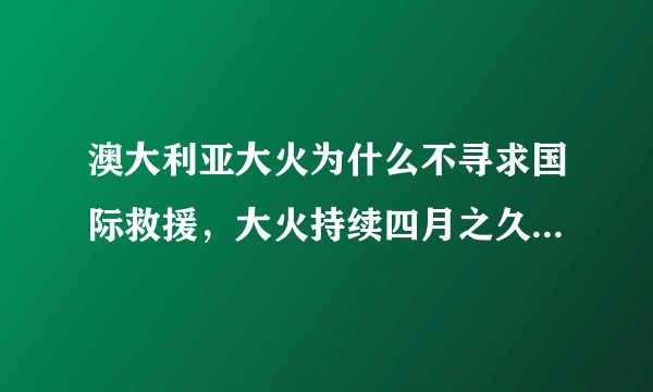 澳大利亚大火为什么不寻求国际救援，大火持续四月之久，足以说明澳方没有能力解决，谁能科普下国际救援程序？