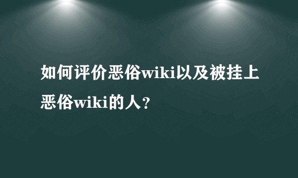 如何评价恶俗wiki以及被挂上恶俗wiki的人？