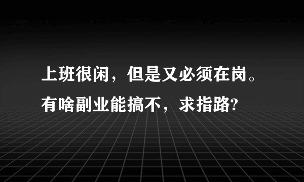 上班很闲，但是又必须在岗。有啥副业能搞不，求指路?