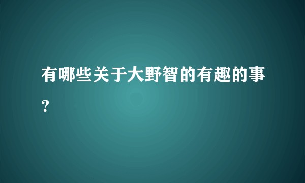 有哪些关于大野智的有趣的事？