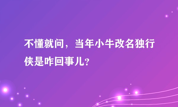 不懂就问,当年小牛改名独行侠是咋回事儿?