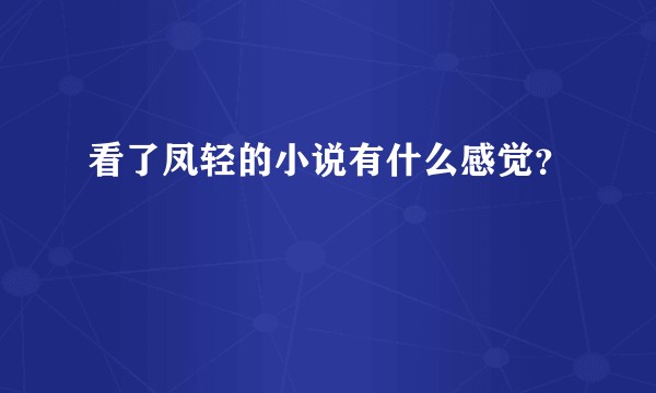 看了凤轻的小说有什么感觉？