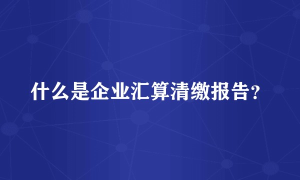 什么是企业汇算清缴报告？
