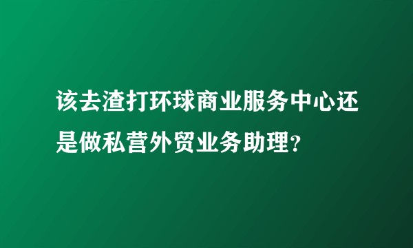 该去渣打环球商业服务中心还是做私营外贸业务助理？
