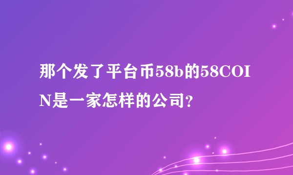 那个发了平台币58b的58COIN是一家怎样的公司？