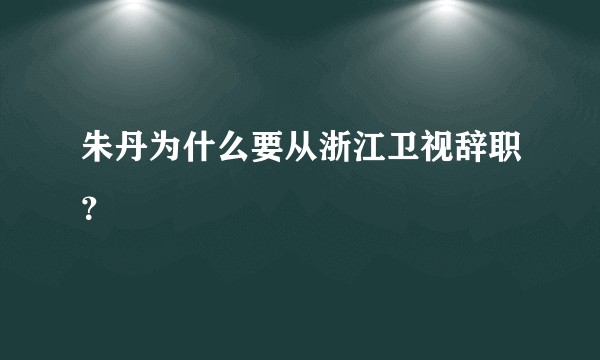 朱丹为什么要从浙江卫视辞职？