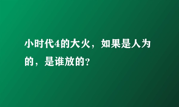 小时代4的大火，如果是人为的，是谁放的？