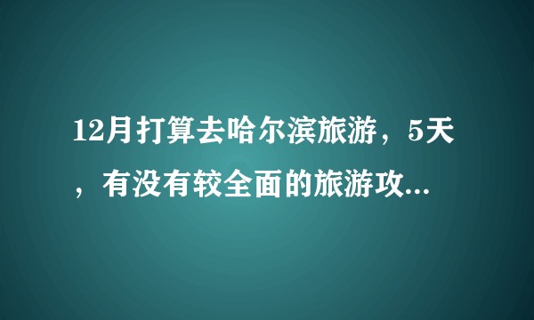 12月打算去哈尔滨旅游，5天，有没有较全面的旅游攻略介绍？