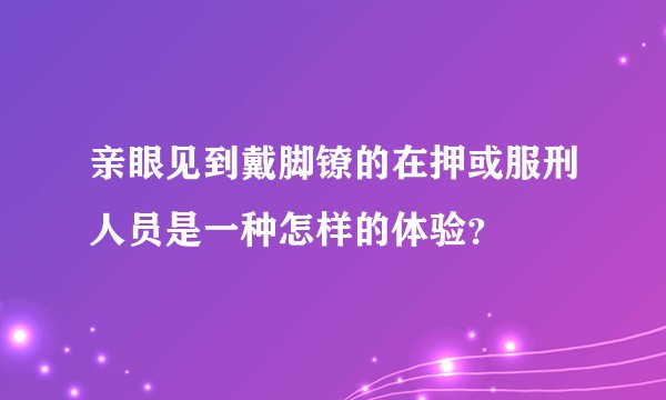 亲眼见到戴脚镣的在押或服刑人员是一种怎样的体验？
