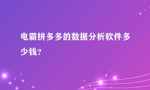 电霸拼多多的数据分析软件多少钱？