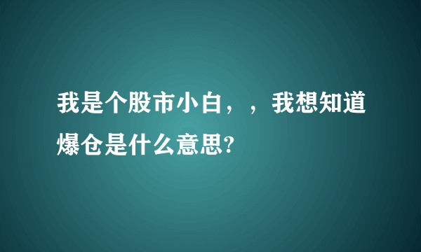 我是个股市小白，，我想知道爆仓是什么意思?