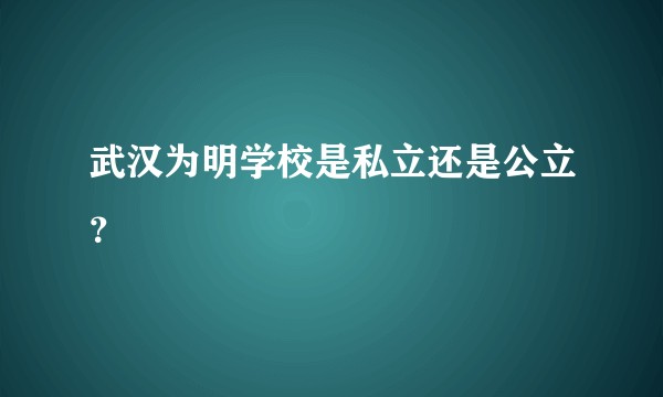 武汉为明学校是私立还是公立？