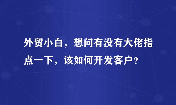 外贸小白，想问有没有大佬指点一下，该如何开发客户？