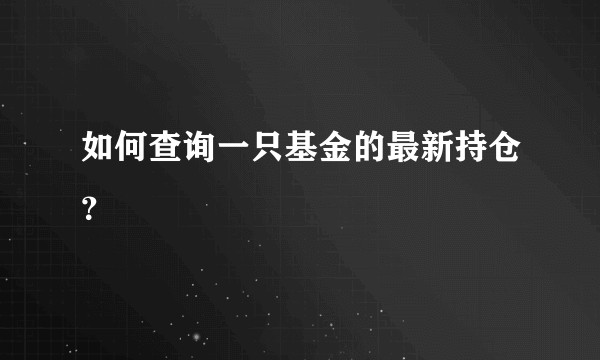 如何查询一只基金的最新持仓？