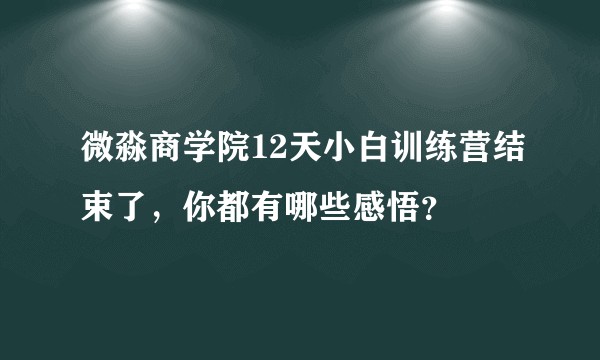 微淼商学院12天小白训练营结束了，你都有哪些感悟？