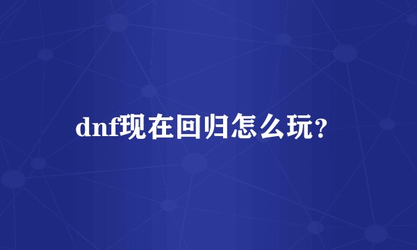 dnf现在回归怎么玩？