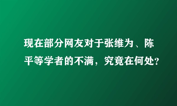 现在部分网友对于张维为、陈平等学者的不满，究竟在何处？
