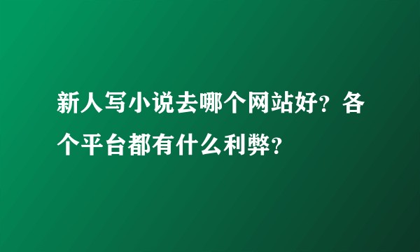新人写小说去哪个网站好？各个平台都有什么利弊？