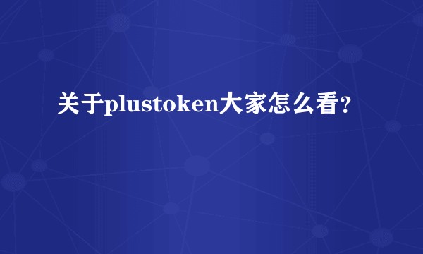 关于plustoken大家怎么看?