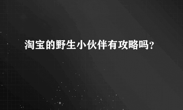 淘宝的野生小伙伴有攻略吗？